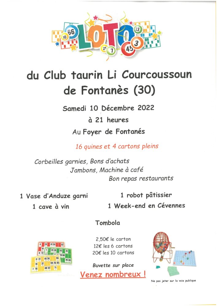 affiche loto du club taurin